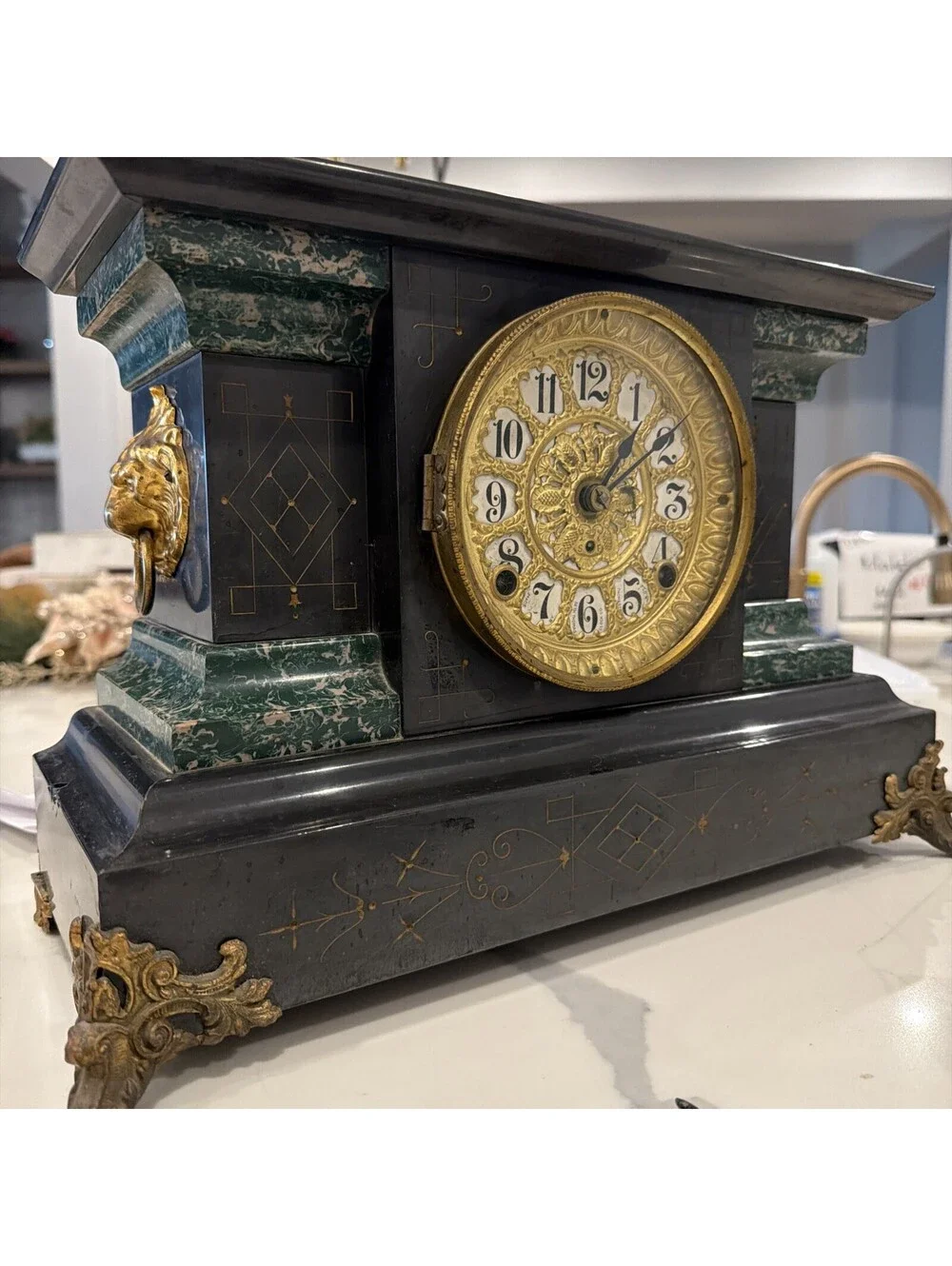 Seth Thomas Mantle Clock Piller Antique Vintage Shelf Clock With Key Untested